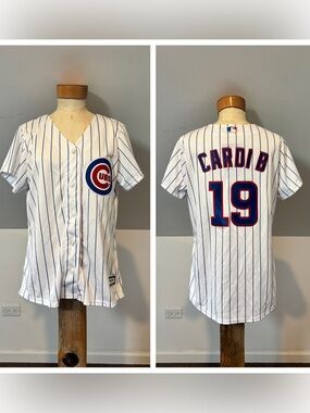 Chicago Cubs MLB Custom Cardi B women's Cool Base jersey in white